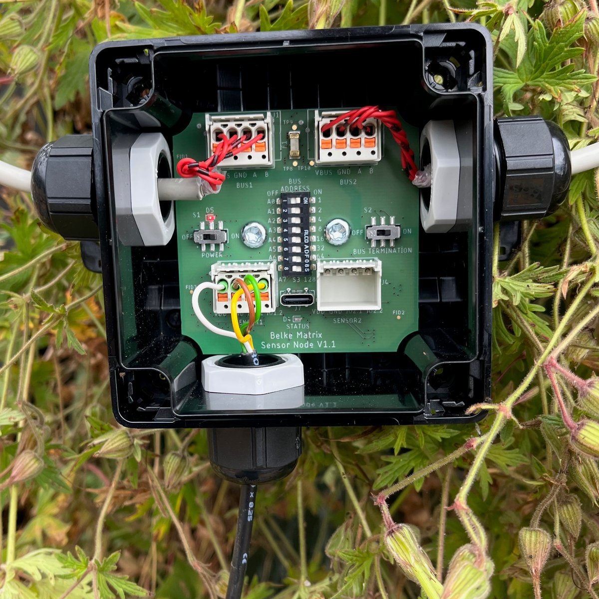 Integrationsprototyp des Sensorknoten im Feldeinsatz an einer begrünten Fassade.