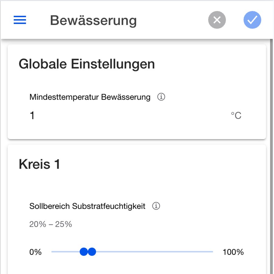 Web-App zur Konfiguration der Bewässerungssteuerung.